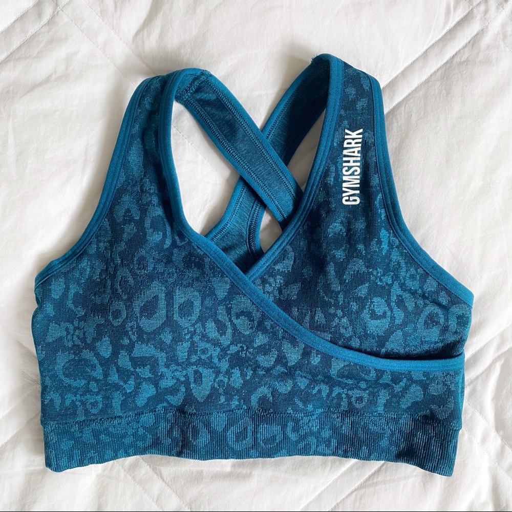 Gymshark Blue Leopard Print Sports Bra